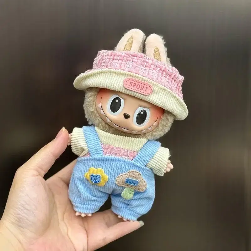 labubu doll clothes bunny overalls outfit 15 17cm