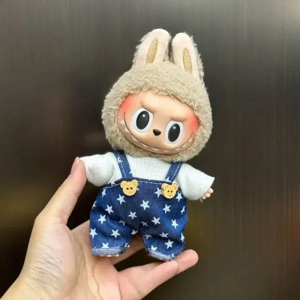 labubu doll clothes bunny overalls outfit for collectors