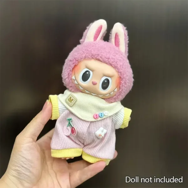 labubu doll clothes bunny overalls outfit for kids gift