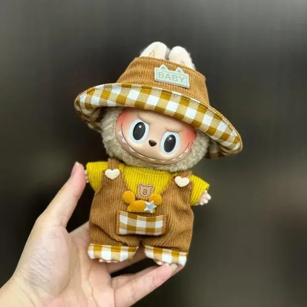 labubu doll clothes bunny overalls outfit photoshoot prop