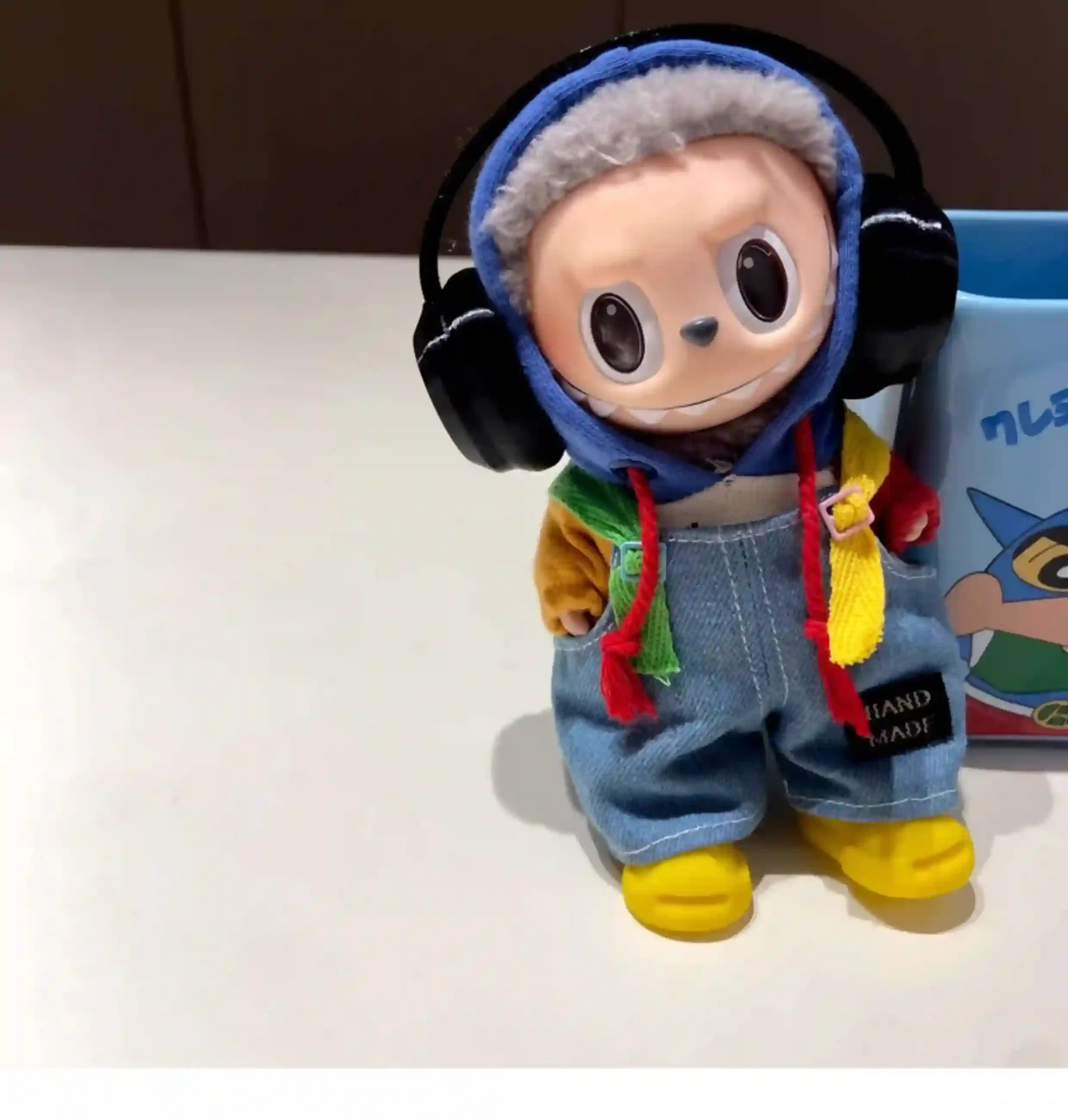 labubu doll clothes denim overalls outfit set with shoes scaled