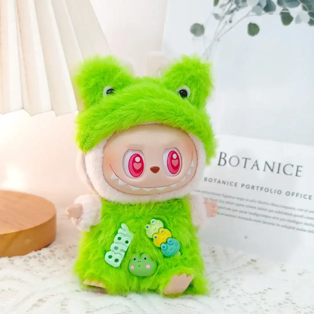 labubu doll clothes frog themed outfit handmade plush