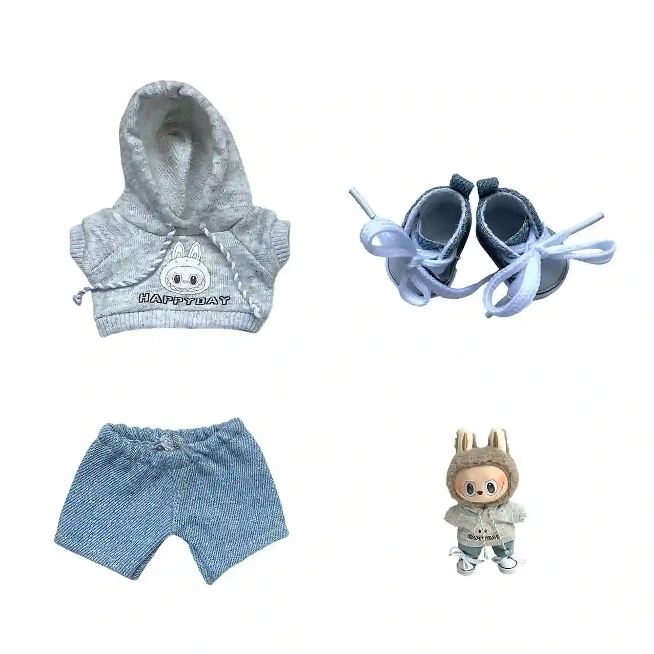 labubu doll clothes hoodie shorts shoes set 15 17cm idol series