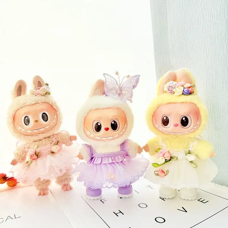 labubu doll clothes lavender pink tutu dress outfit 17cm doll