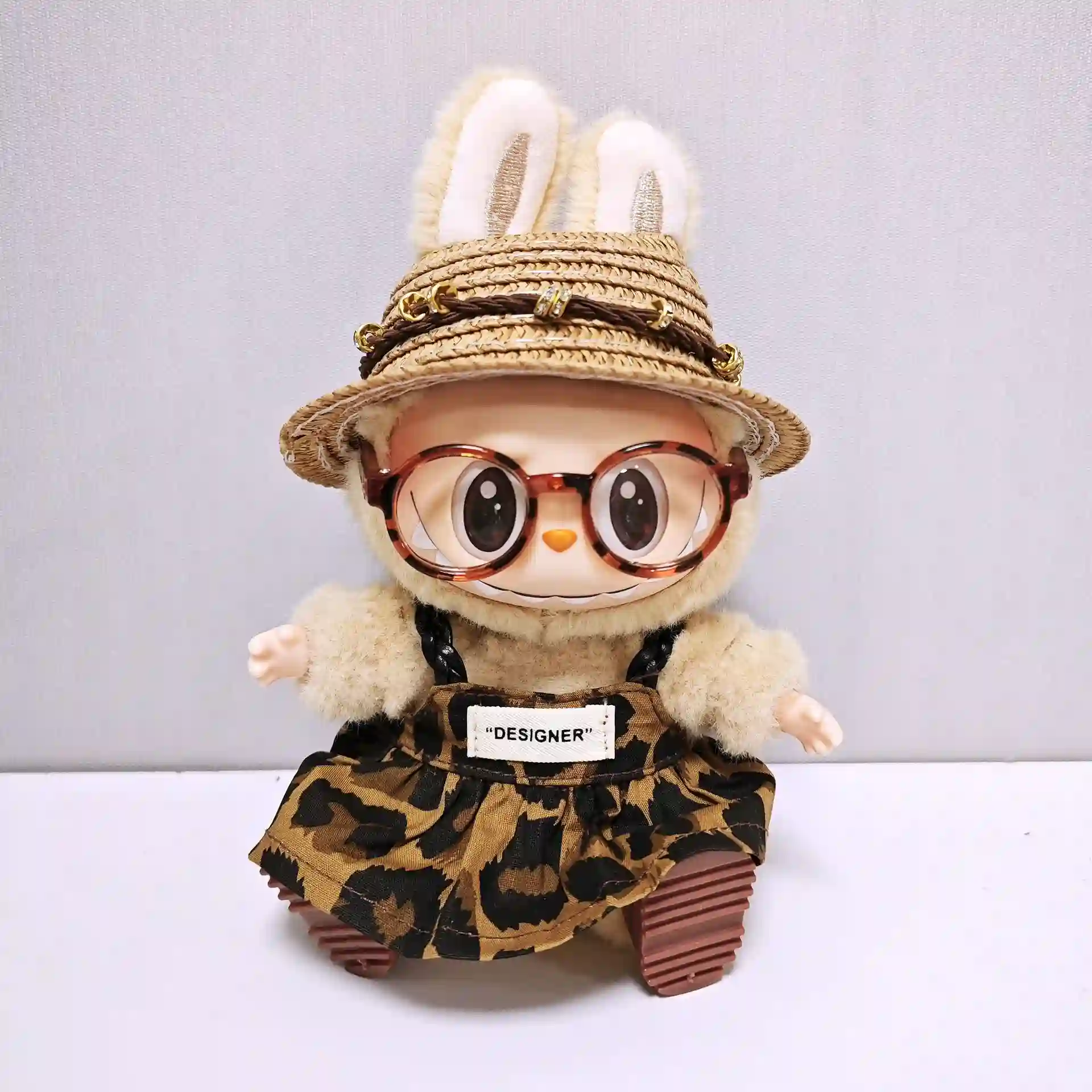 labubu doll clothes leopard print dress outfit 15 17cm v1 v2 v3