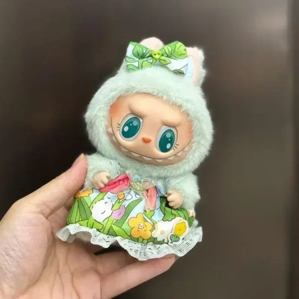 labubu doll clothes outfit bunny overalls and hat complete set