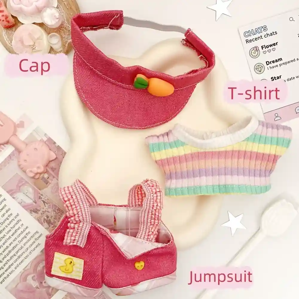 labubu doll clothes outfit set 15 17cm pastel rainbow jumpsuit