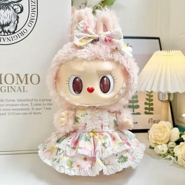 labubu doll clothes outfit set denim overalls shorts outfit