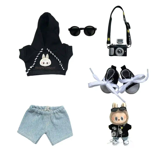 labubu doll clothes outfit set various color shoes included