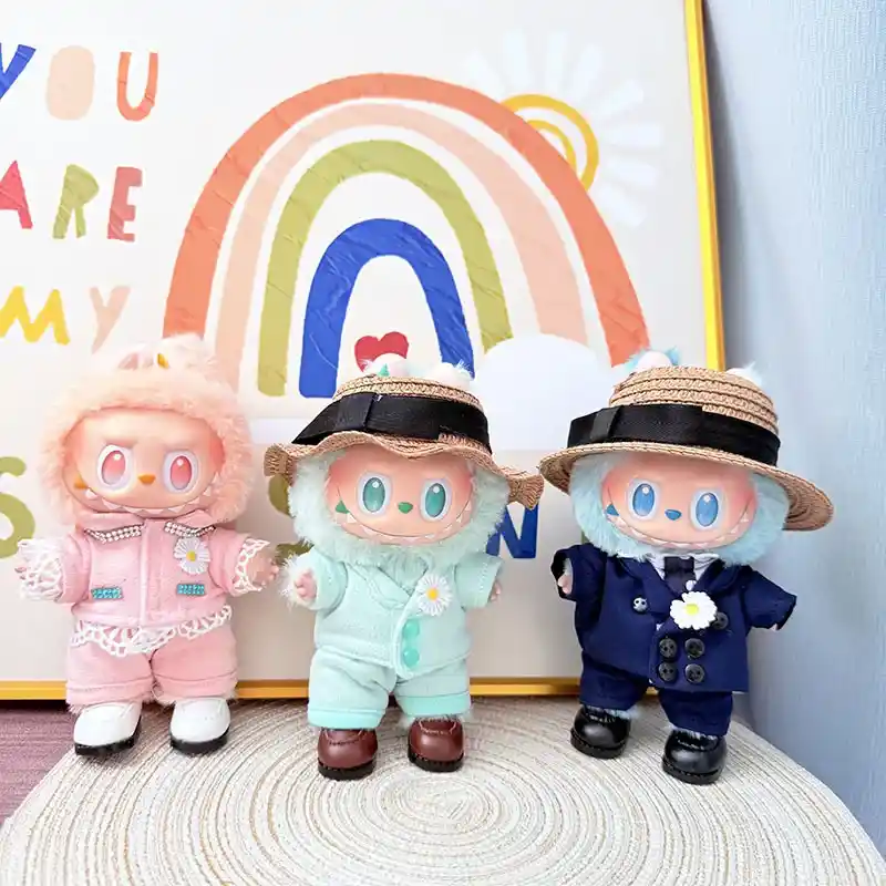 labubu doll clothes pastel pink jumpsuit outfit set