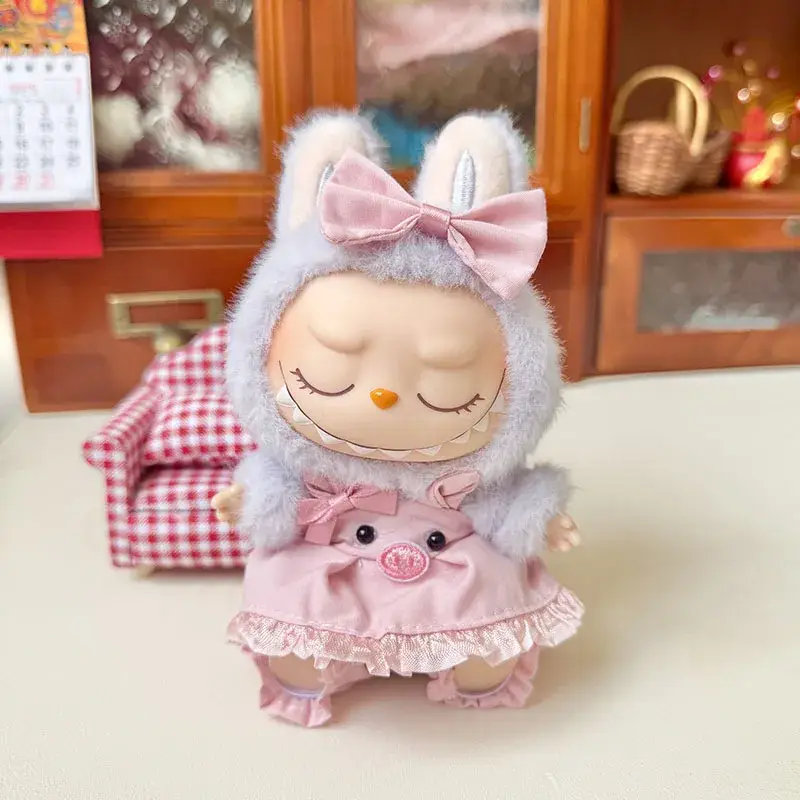labubu doll clothes pink bunny dress second generation
