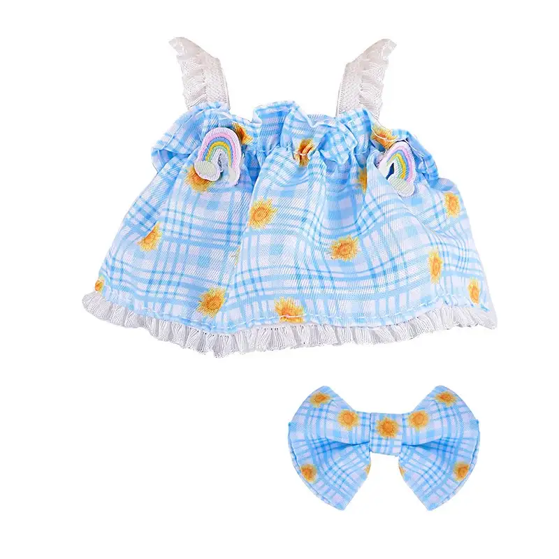 labubu doll clothes plaid sundress 15cm 17cm first generation