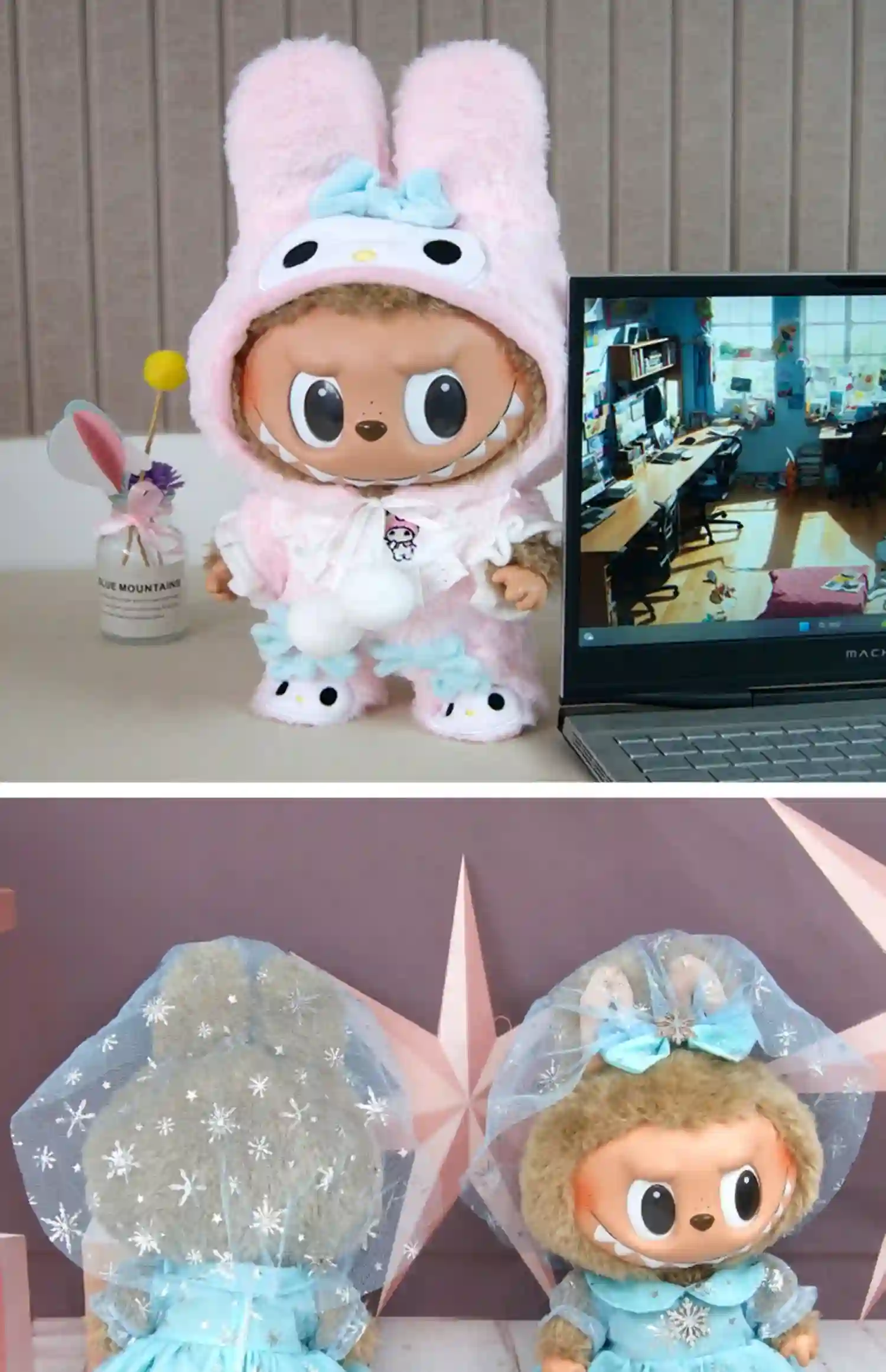 labubu doll clothes replacement outfit pink cardigan set