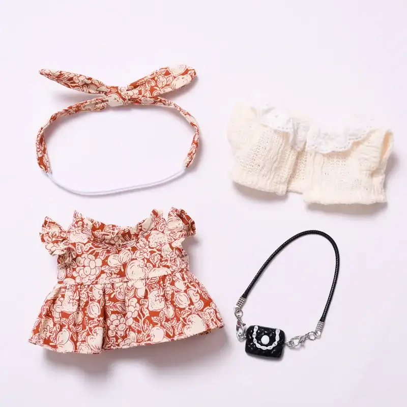 labubu doll clothes rustic charm fruit print dress