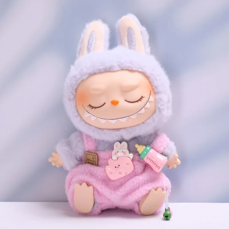 labubu doll clothes set bunny hat overalls accessories