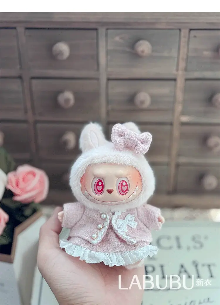 labubu doll clothes set chanel inspired tweed outfit