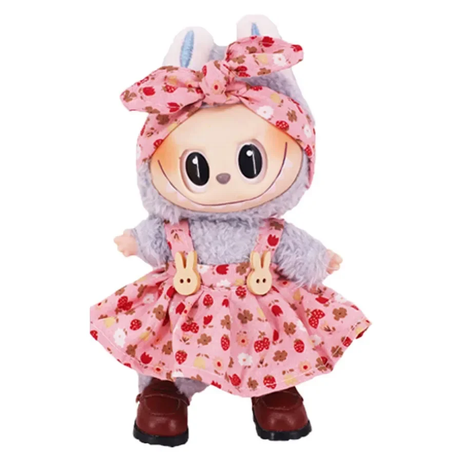 labubu doll clothes set floral dress striped shirt outfit 15 17cm