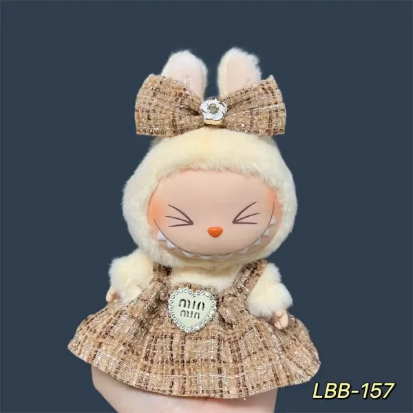 labubu doll clothes set leopard print dress outfit high quality material