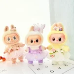 labubu doll clothes set with butterfly headband flower crown