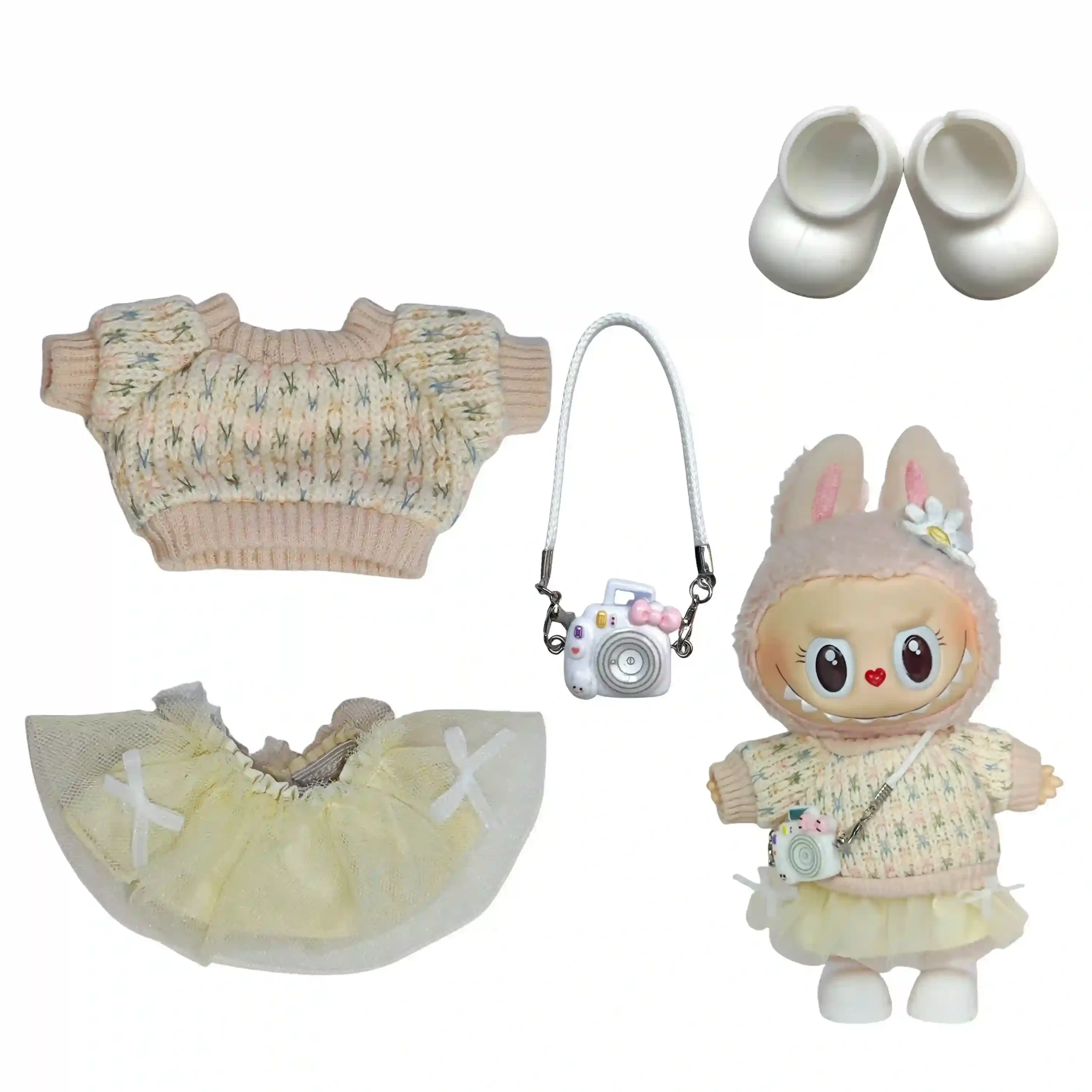 labubu doll clothes set with miniature accessories scaled