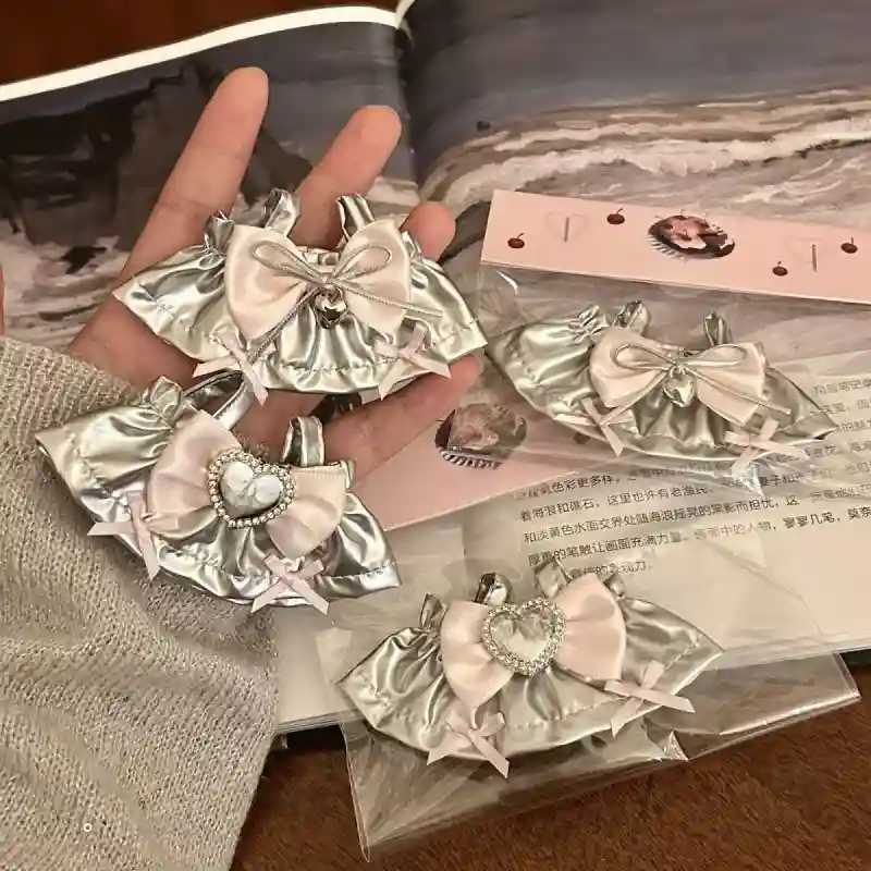 labubu doll clothes silver dream dress outfit set