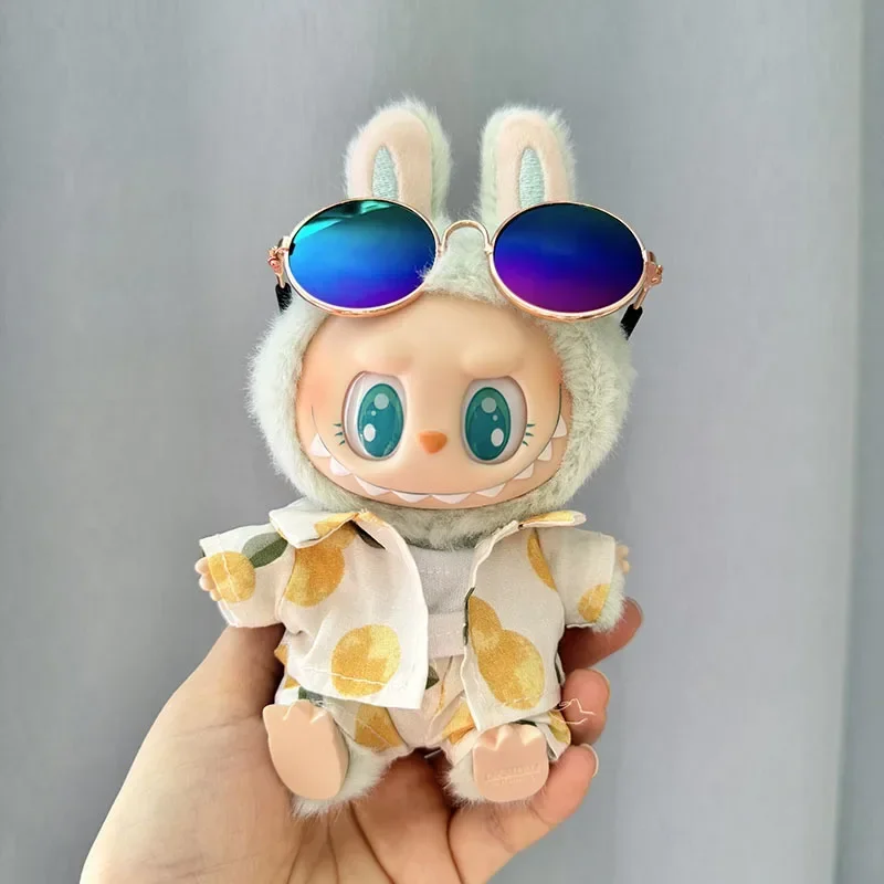 labubu doll clothes summer outfit with sunglasses and flip flops