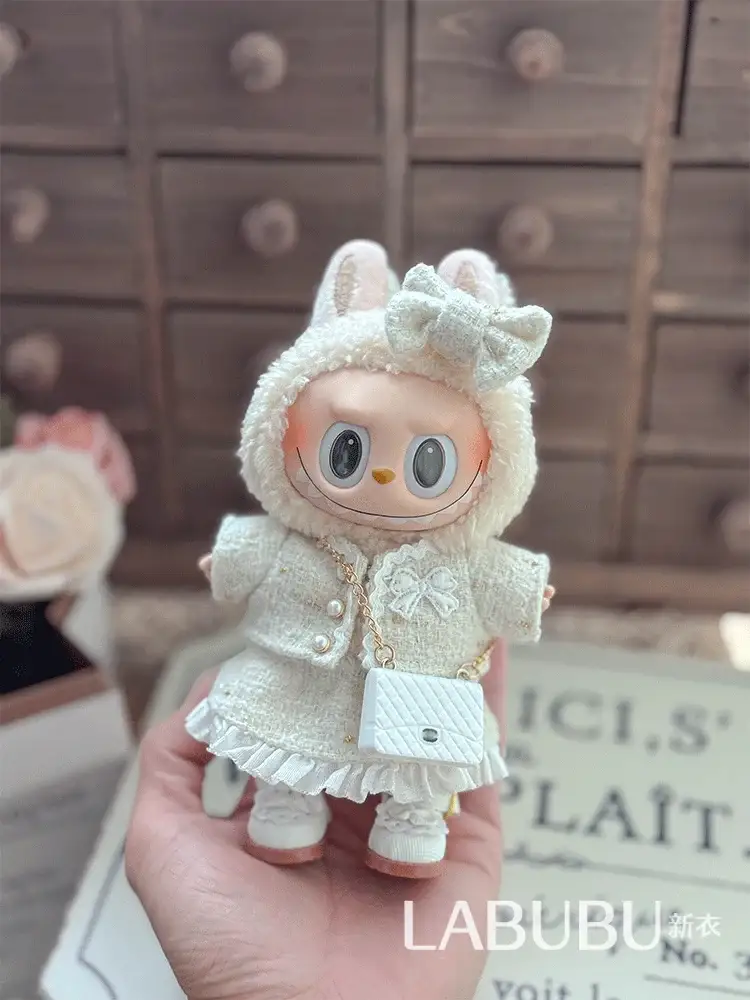 labubu doll clothes tweed jacket dress outfit 15cm 17cm