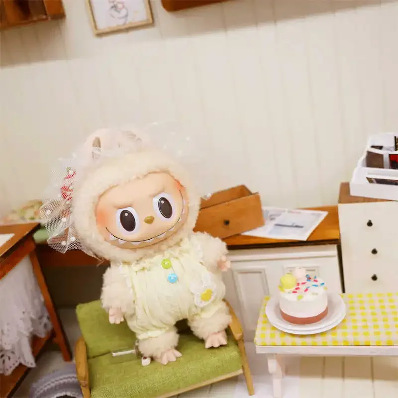 labubu doll clothes yellow bunny pajama set accessories