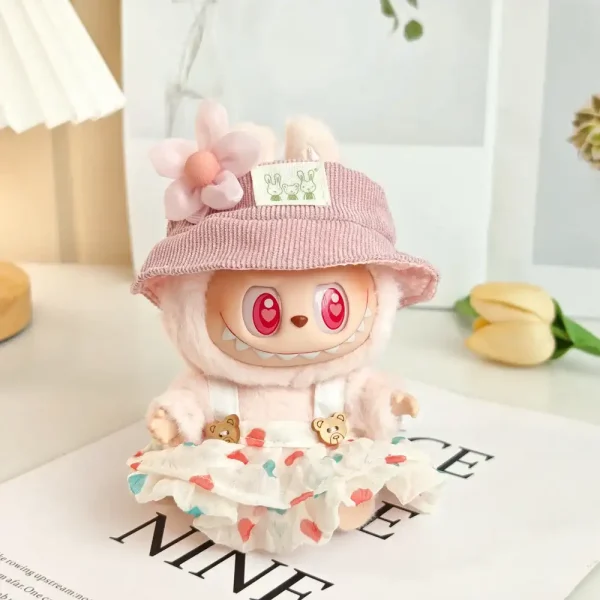 labubu doll clothing accessories flower embellishment bucket hat