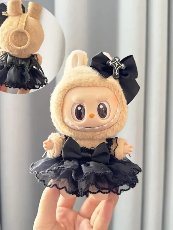 labubu doll clothing black lace tutu with bat wings