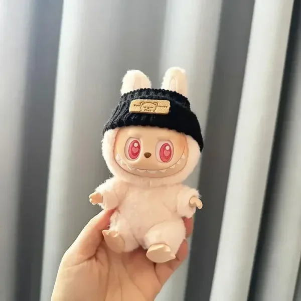 labubu doll clothing set featuring a knit sweater and hat
