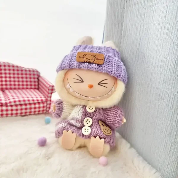 labubu doll clothing set featuring embroidered bunny patch