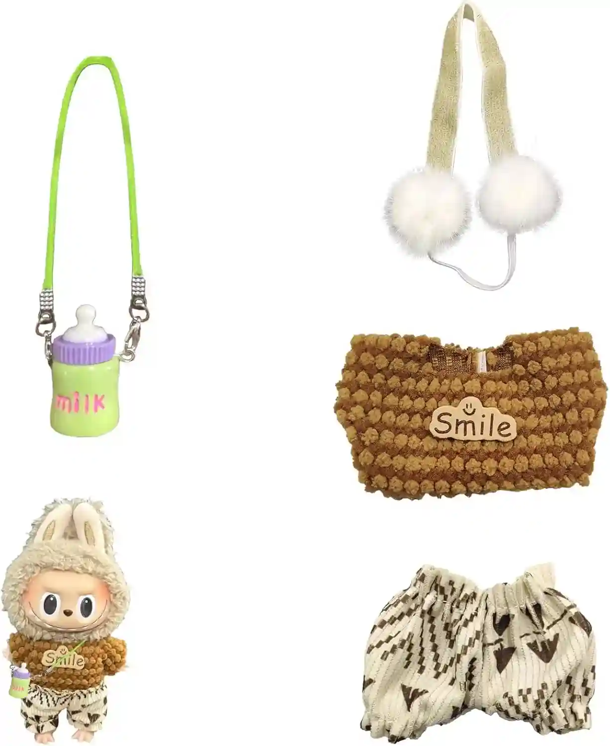 labubu doll costume set featuring peter pan collar dress