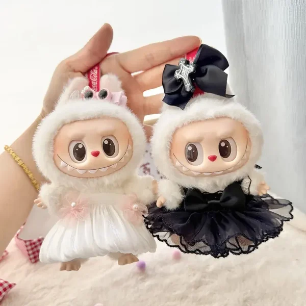 labubu doll devil costume black tutu bat wings headband set