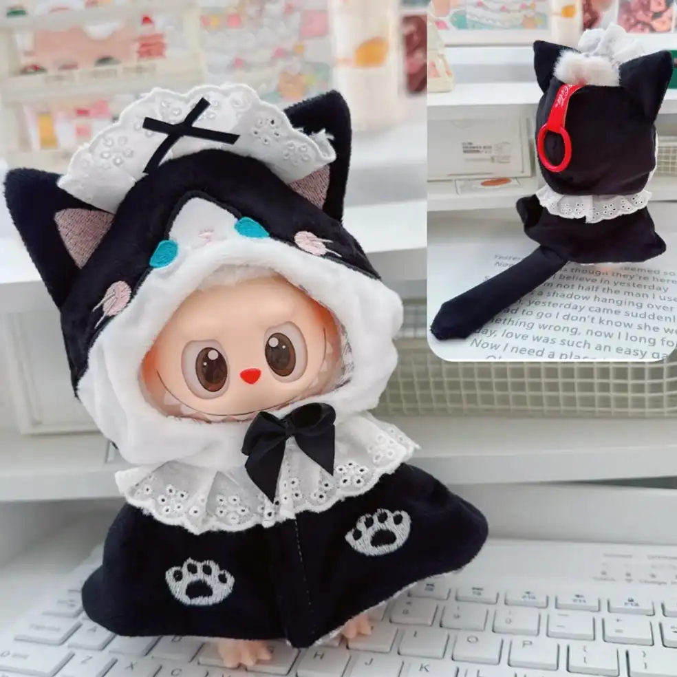 labubu doll doberman hooded cloak stylish chain necklace paw print charm