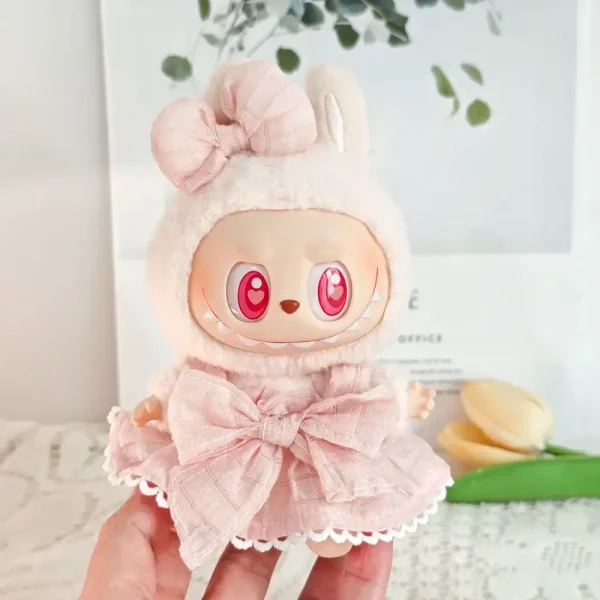 labubu doll dress outfit set a line design matching headband bow
