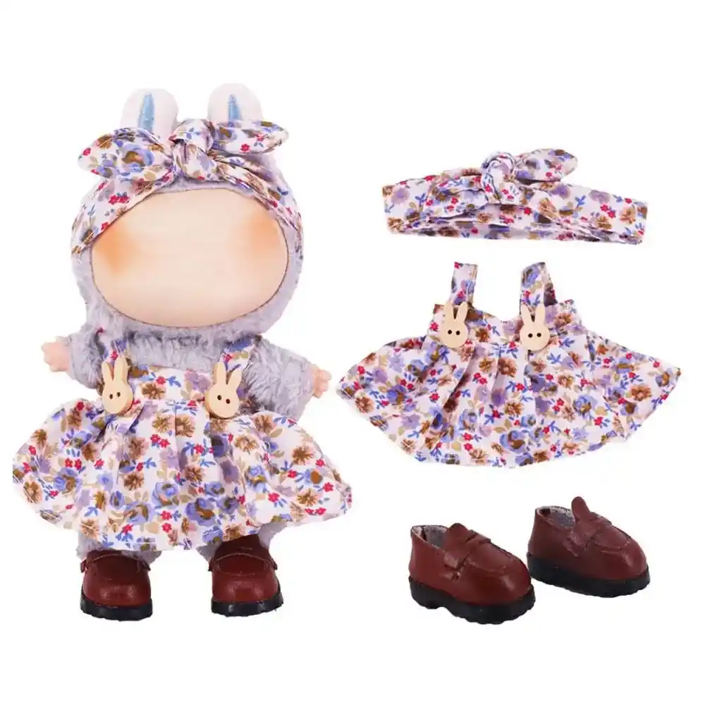 labubu doll floral dress headband set multiple styles