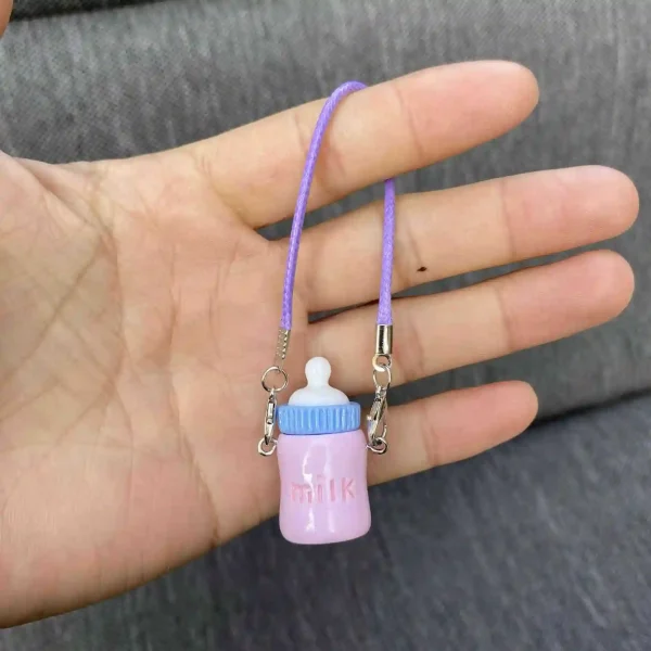 labubu doll gift pastel milk bottle keychain kawaii style