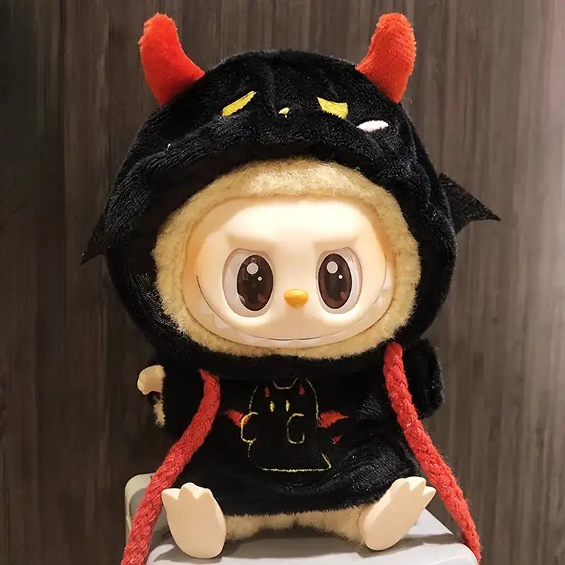 labubu doll halloween devil hoodie costume 17cm