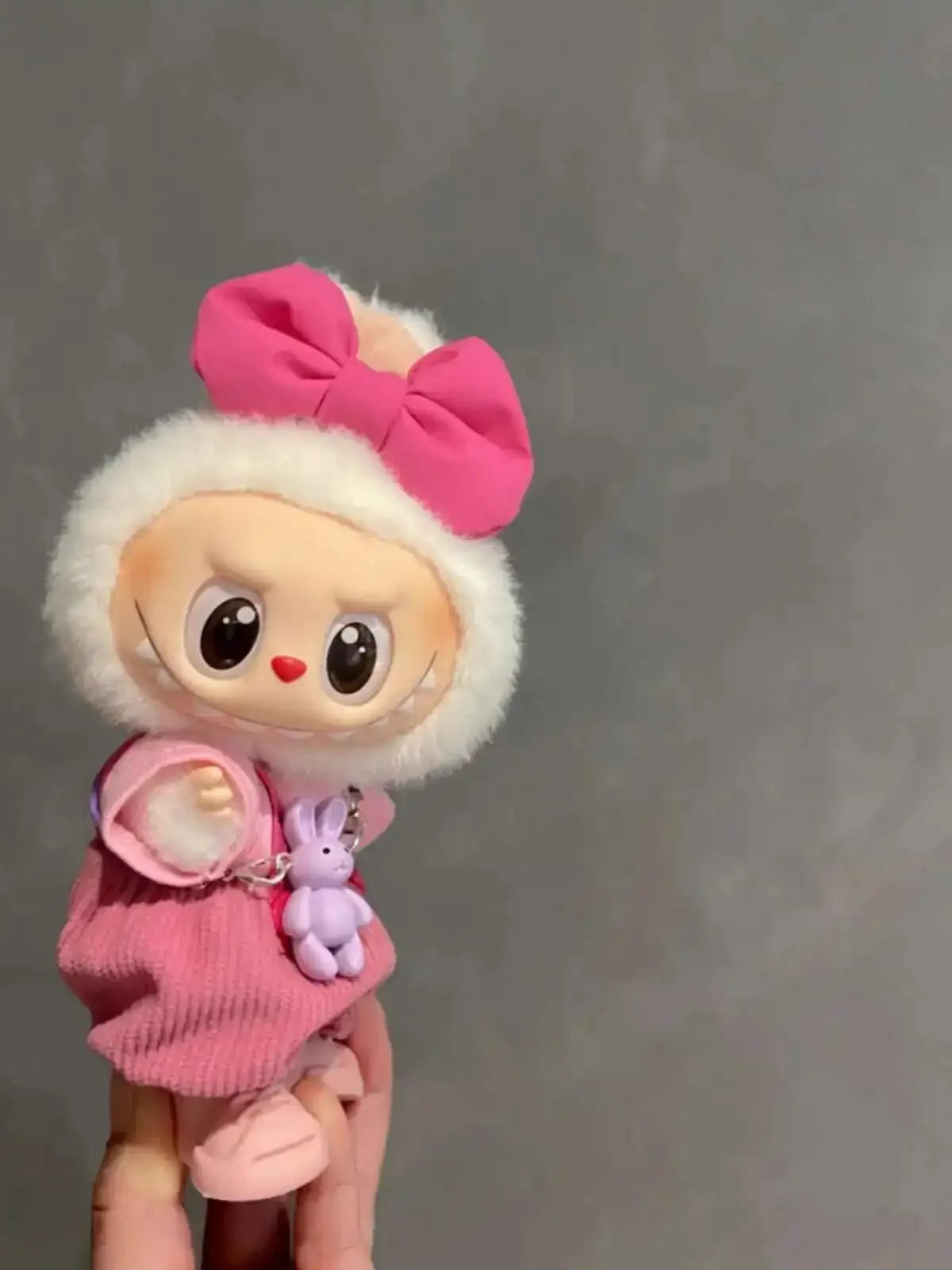 labubu doll outfit 17cm pink corduroy casual chic style