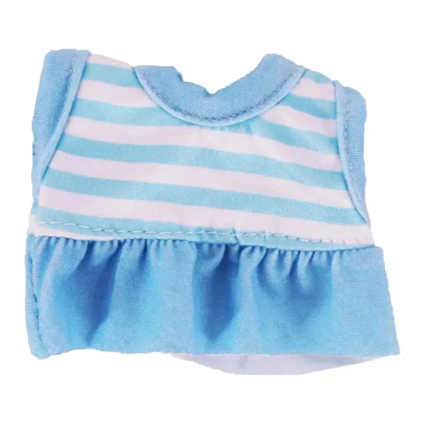 labubu doll outfit floral dress striped shirt red canvas shoes headband