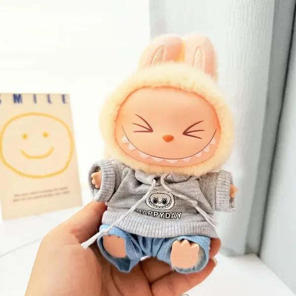 labubu doll outfit for collectors grey hoodie