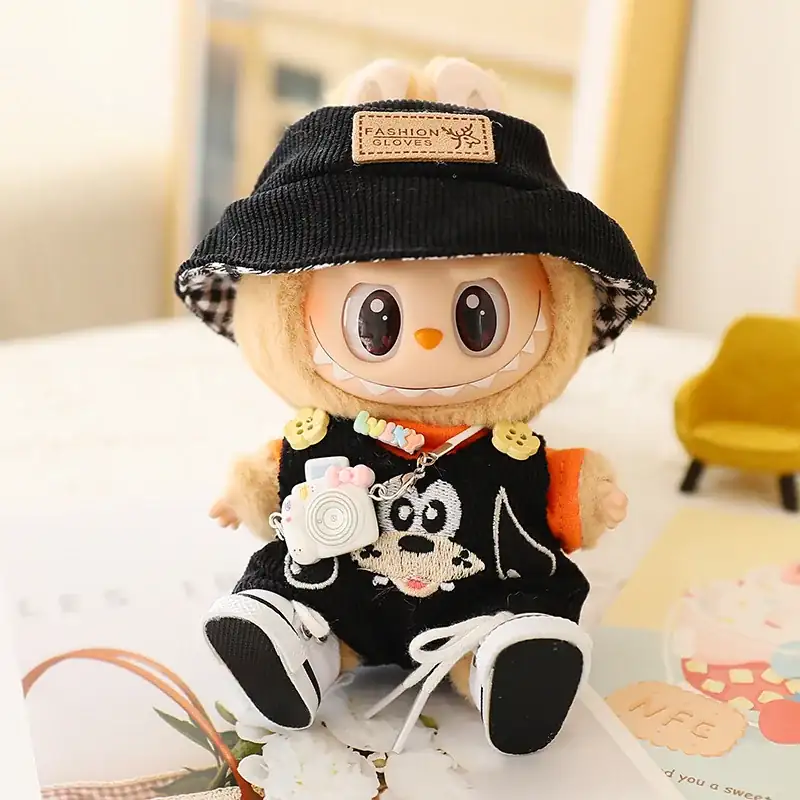 labubu doll outfit neutral tones brown and black colorway