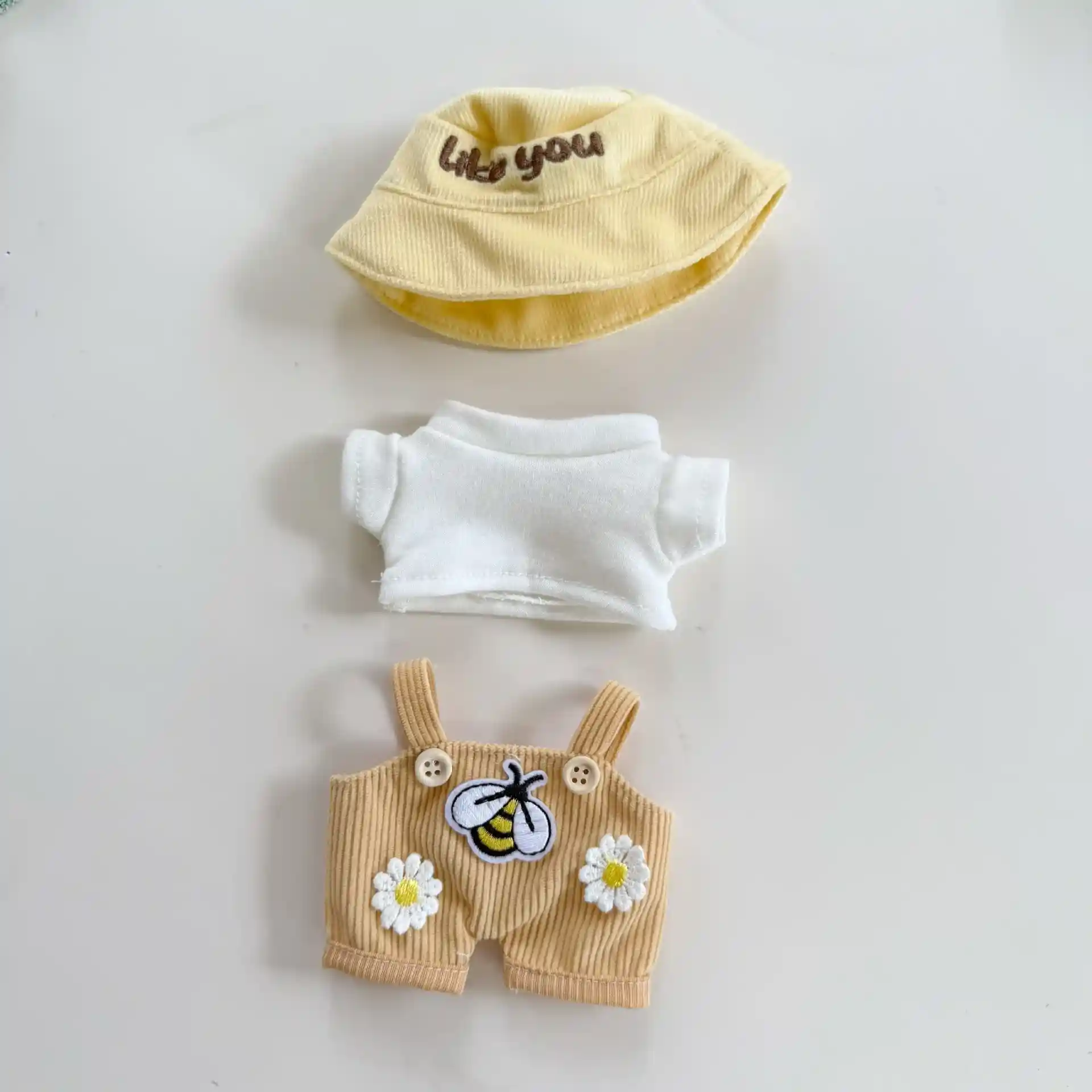 labubu doll outfit set overalls hat t shirt