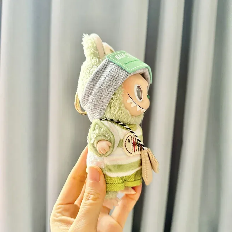 labubu doll outfit with charming bunny ear hat and bag