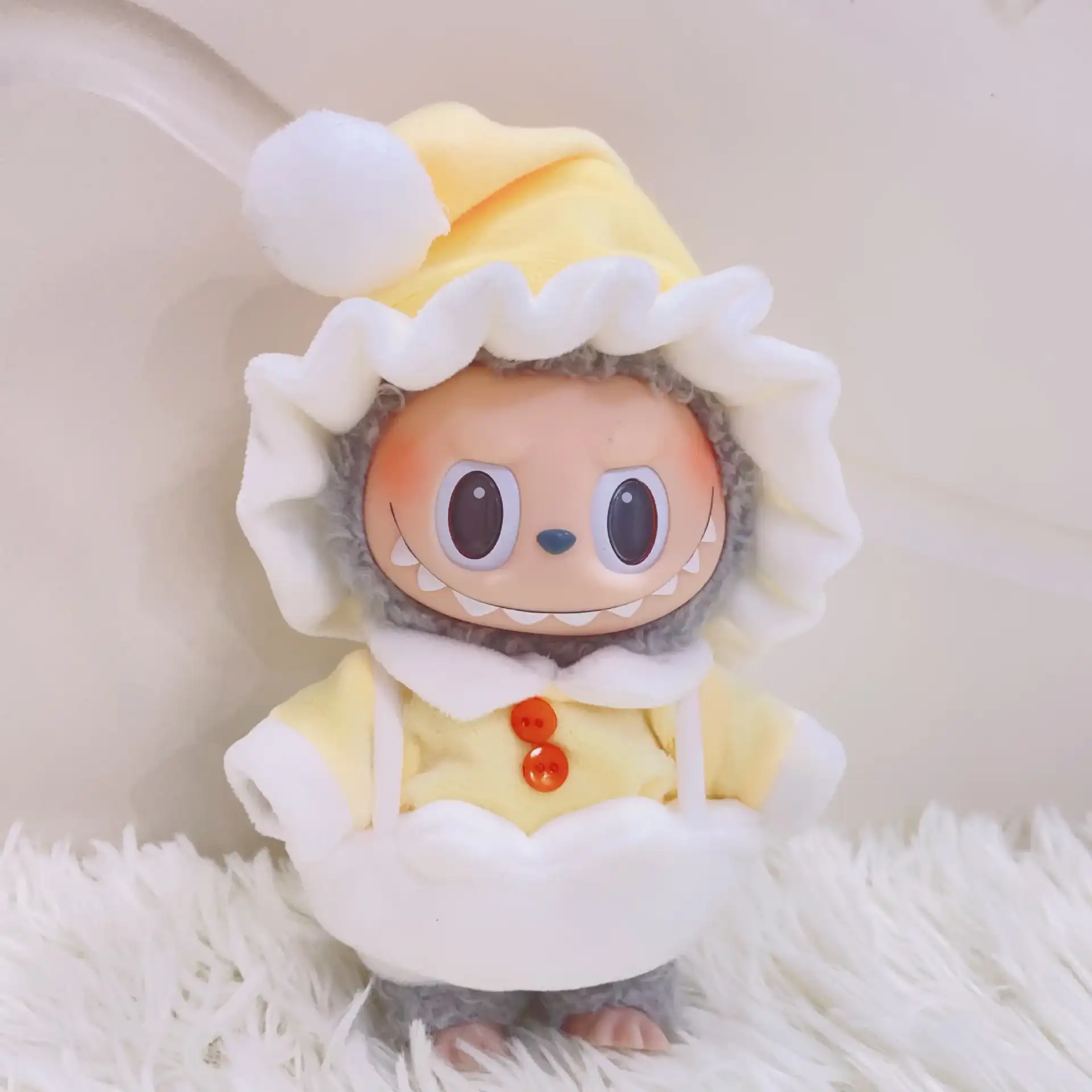 labubu doll pajamas pink yellow 17cm plush clothing set