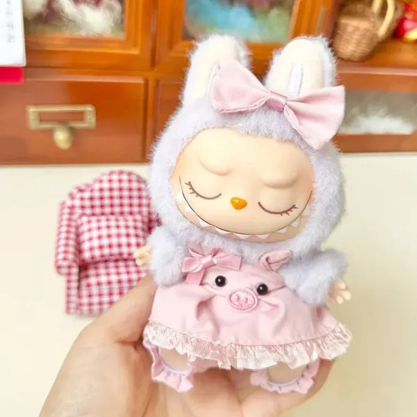 labubu doll pink bunny dress outfit with lace details