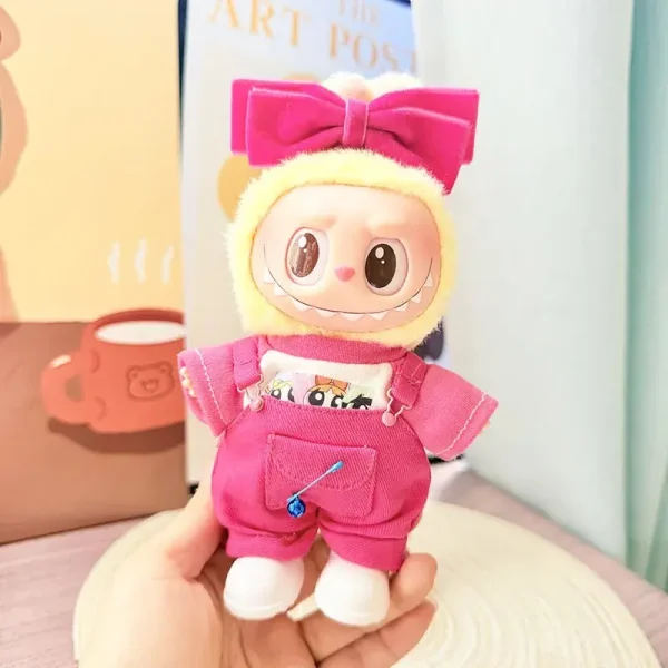 labubu doll pink outfit 17cm complete clothes set