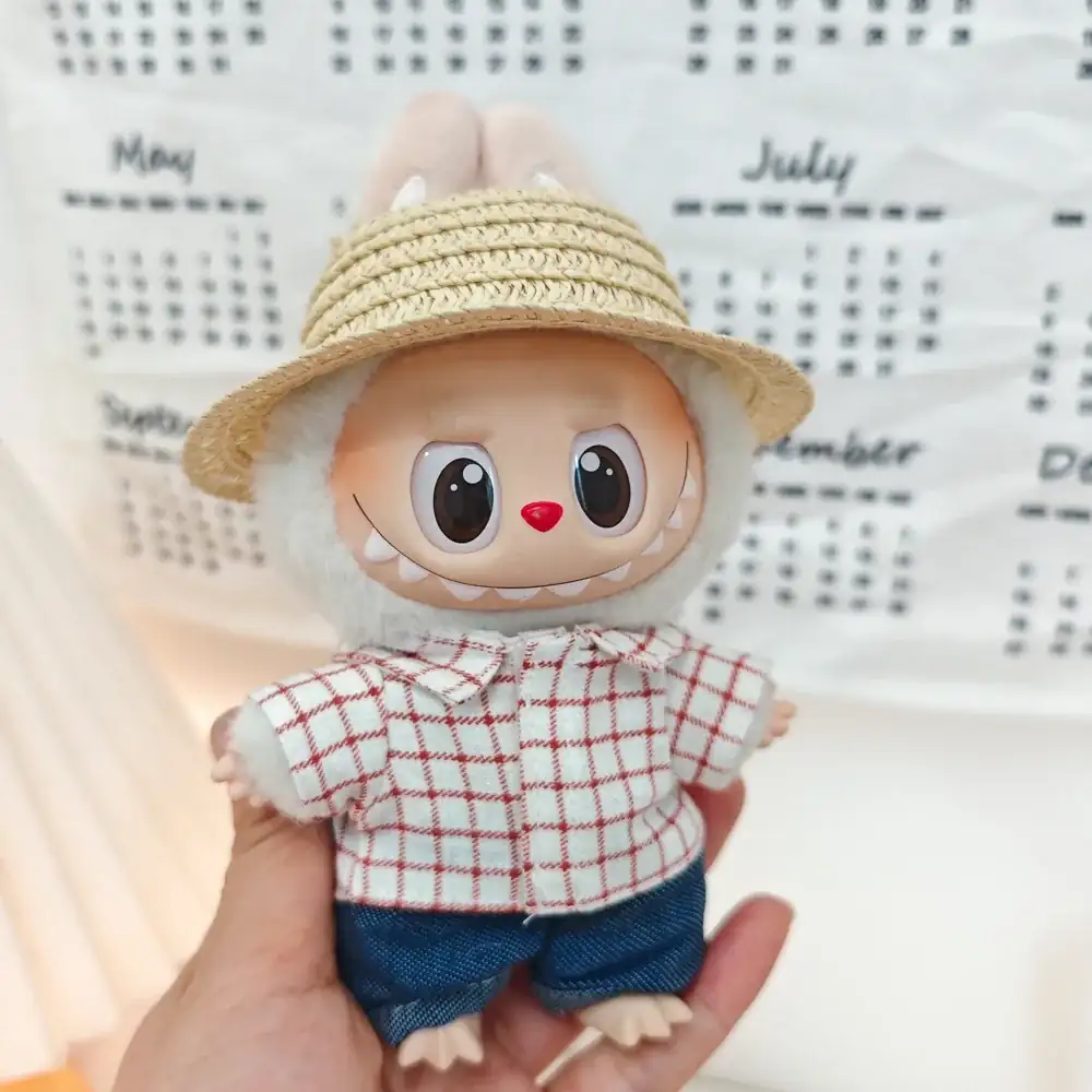 labubu doll plaid shirt denim shorts outfit enhance her style