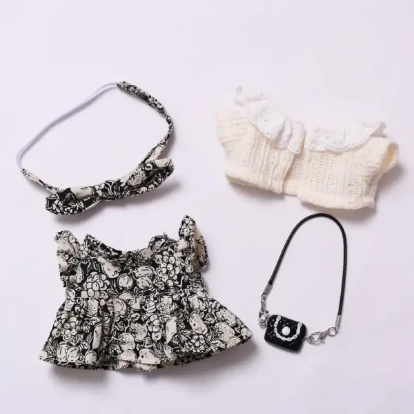labubu doll rustic style fruit print dress outfit